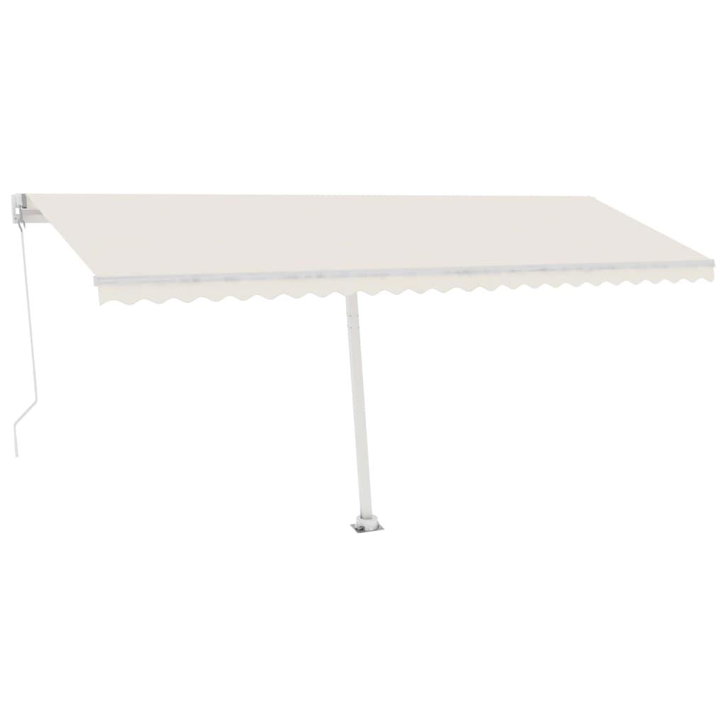 VidaXL Luifel handmatig uittrekbaar met LED 500x350 cm crèmekleurig