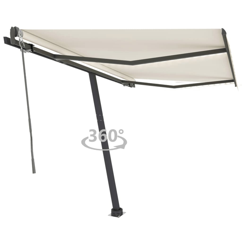 VidaXL Luifel automatisch met LED en windsensor 350x250 cm crèmekleur