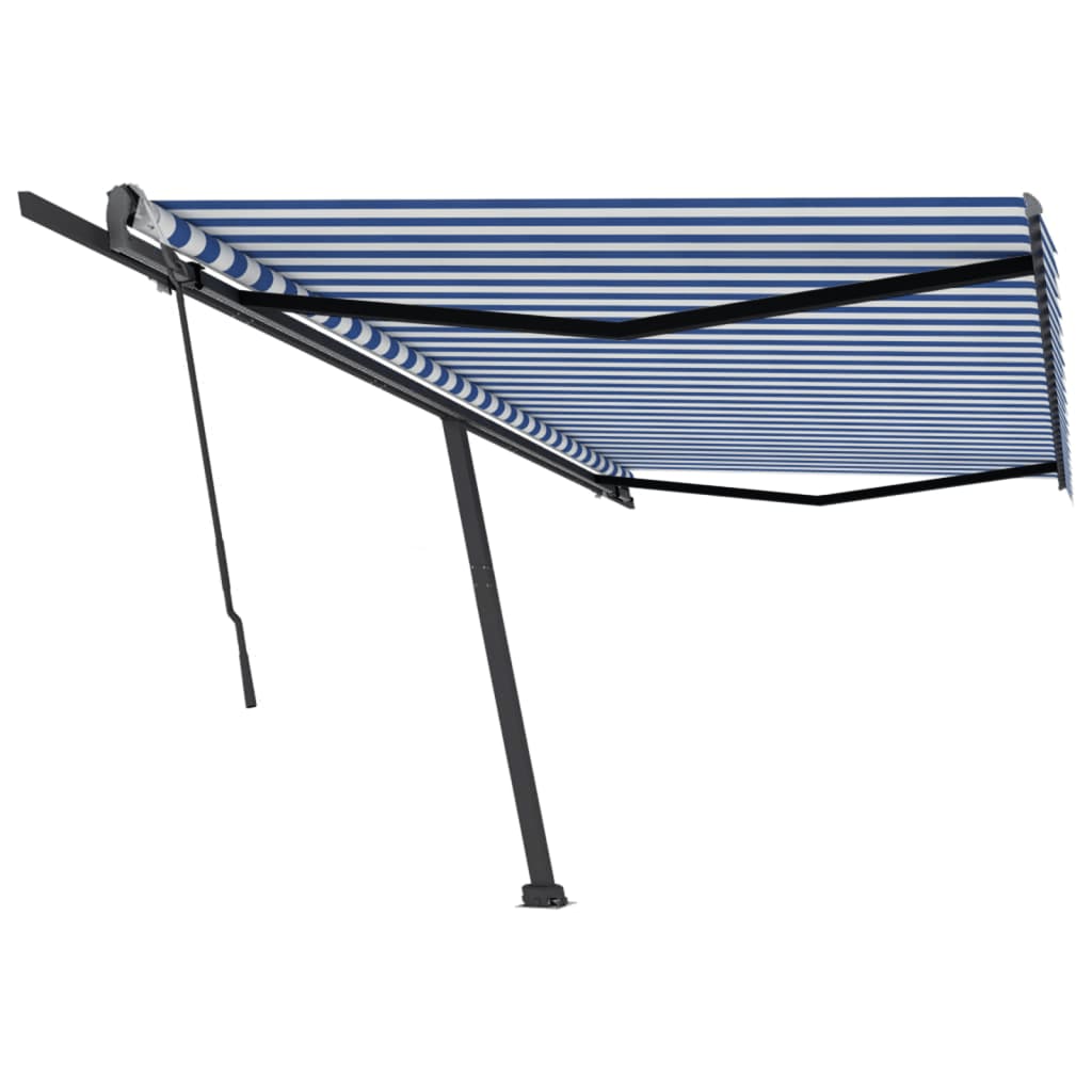 VidaXL Luifel vrijstaand handmatig uittrekbaar 500x300 cm blauw en wit