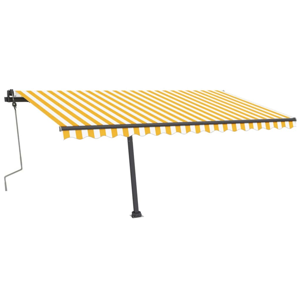 VidaXL Luifel vrijstaand handmatig uittrekbaar 400x350 cm geel en wit