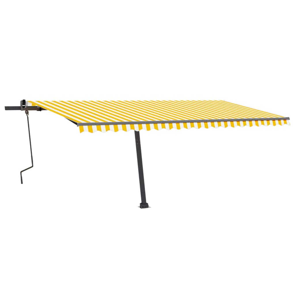 VidaXL Luifel vrijstaand handmatig uittrekbaar 500x350 cm geel en wit
