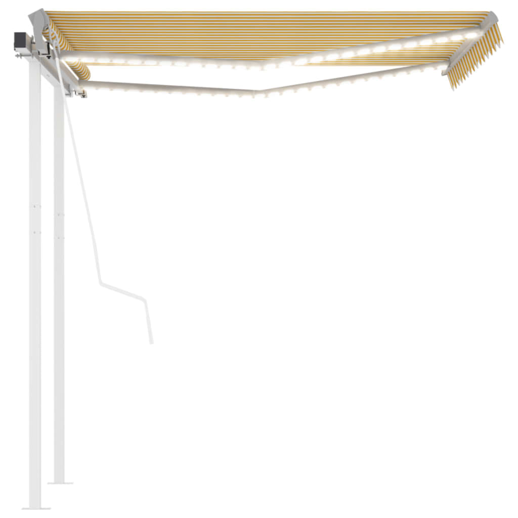 VidaXL Luifel automatisch met LED en windsensor 3,5x2,5 m geel en wit