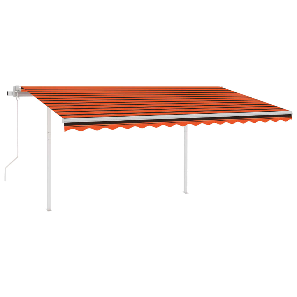 VidaXL Luifel automatisch uittrekbaar met palen 4x3,5 m oranje bruin