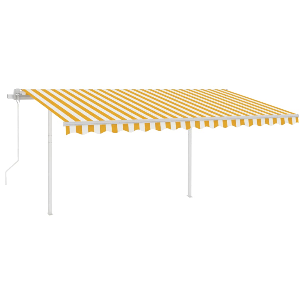 VidaXL Luifel automatisch met LED en windsensor 4x3,5 m geel en wit