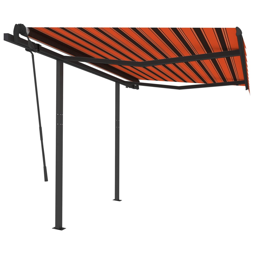 VidaXL Luifel automatisch uittrekbaar met palen 3x2,5 m oranje bruin