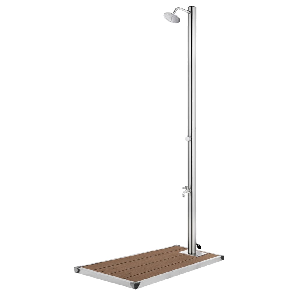 Vidaxl buitendouche met bruine basis 220 cm roestvrij staal
