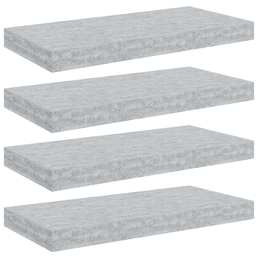 Vidaxl wandschappen zwevend 4 st 50x23x3,8 cm mdf betongrijs