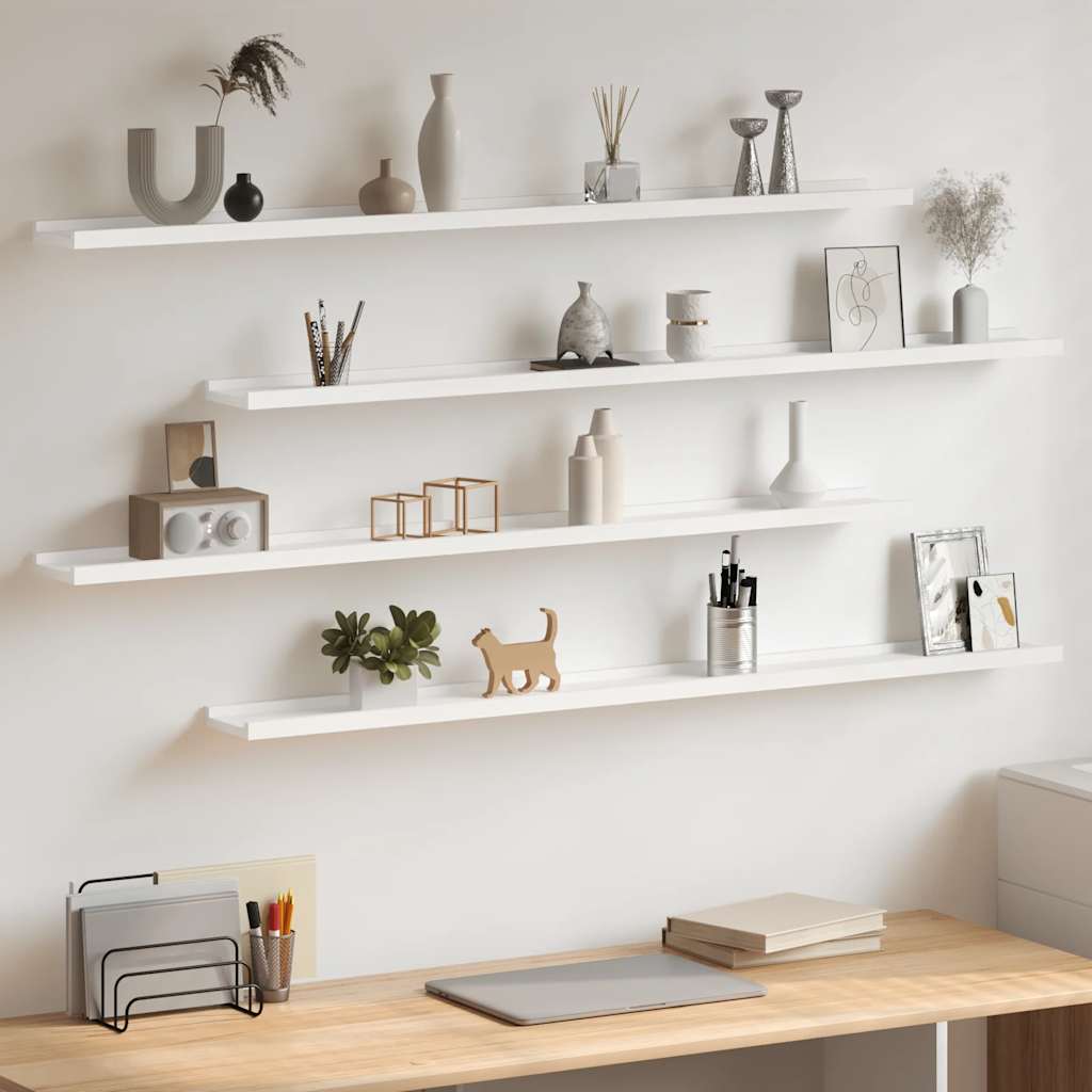 Vidaxl wandschappen 4 st 115x9x3 cm wit