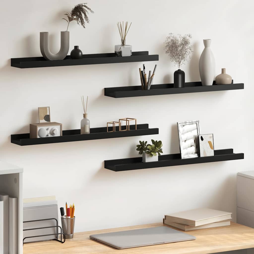 Vidaxl wandschappen 4 st 60x9x3 cm zwart
