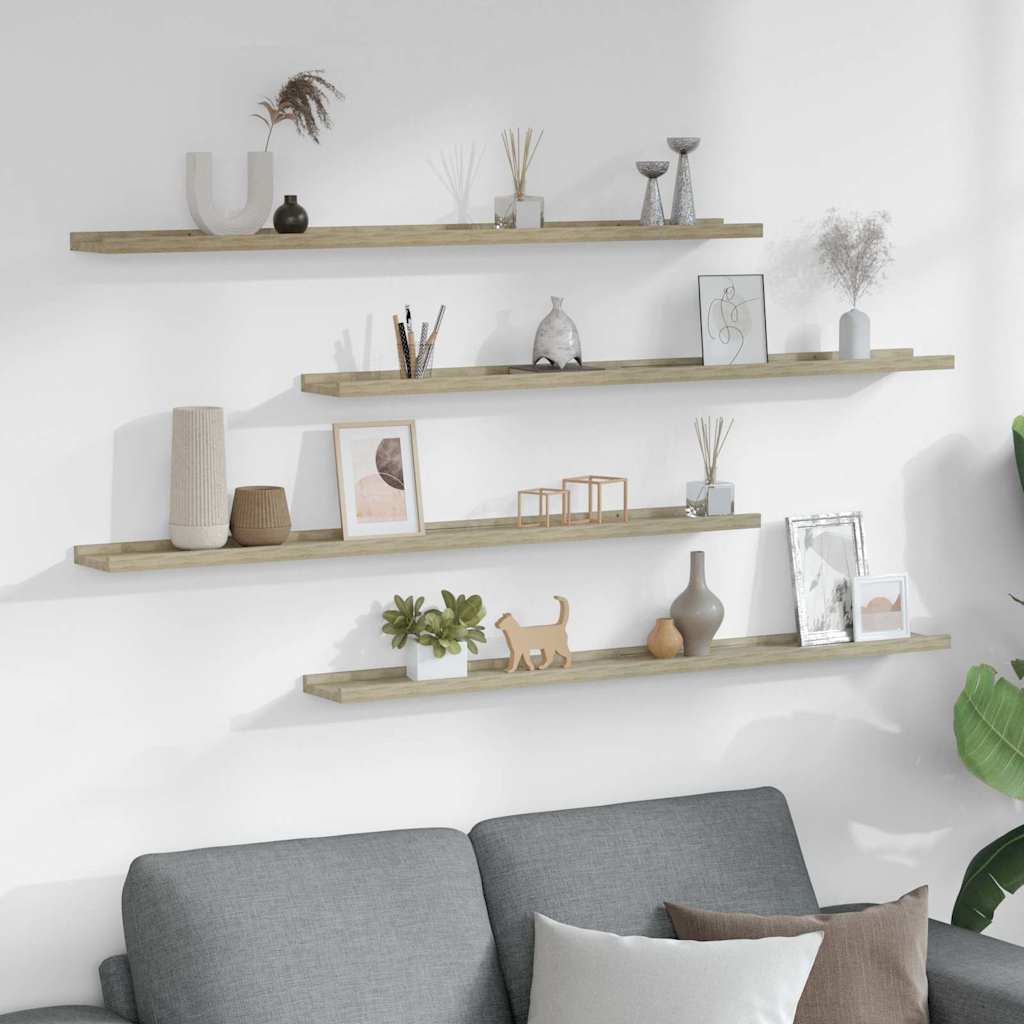 Vidaxl wandschappen 4 st 100x9x3 cm sonoma eikenkleurig
