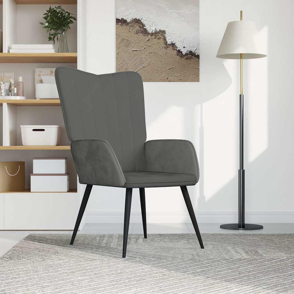 Vidaxl relaxstoel fluweel donkergrijs