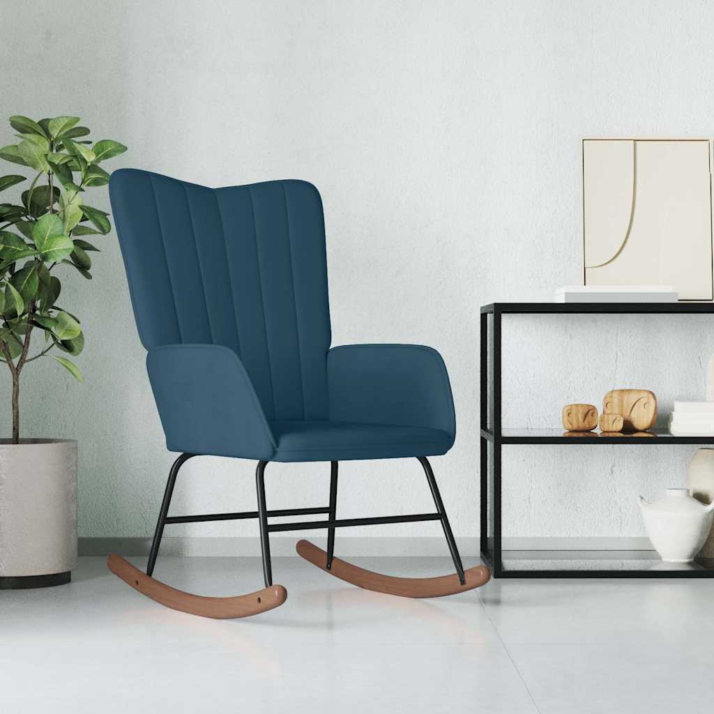 Vidaxl schommelstoel fluweel blauw