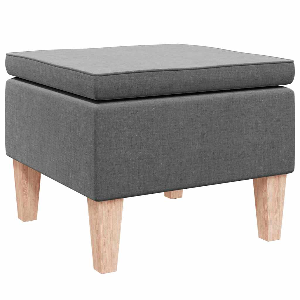 Vidaxl kruk met houten poten stof donkergrijs