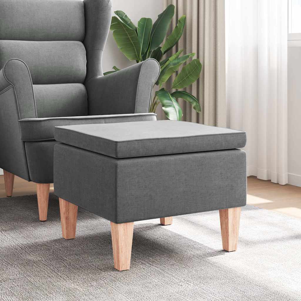 Vidaxl kruk met houten poten stof donkergrijs