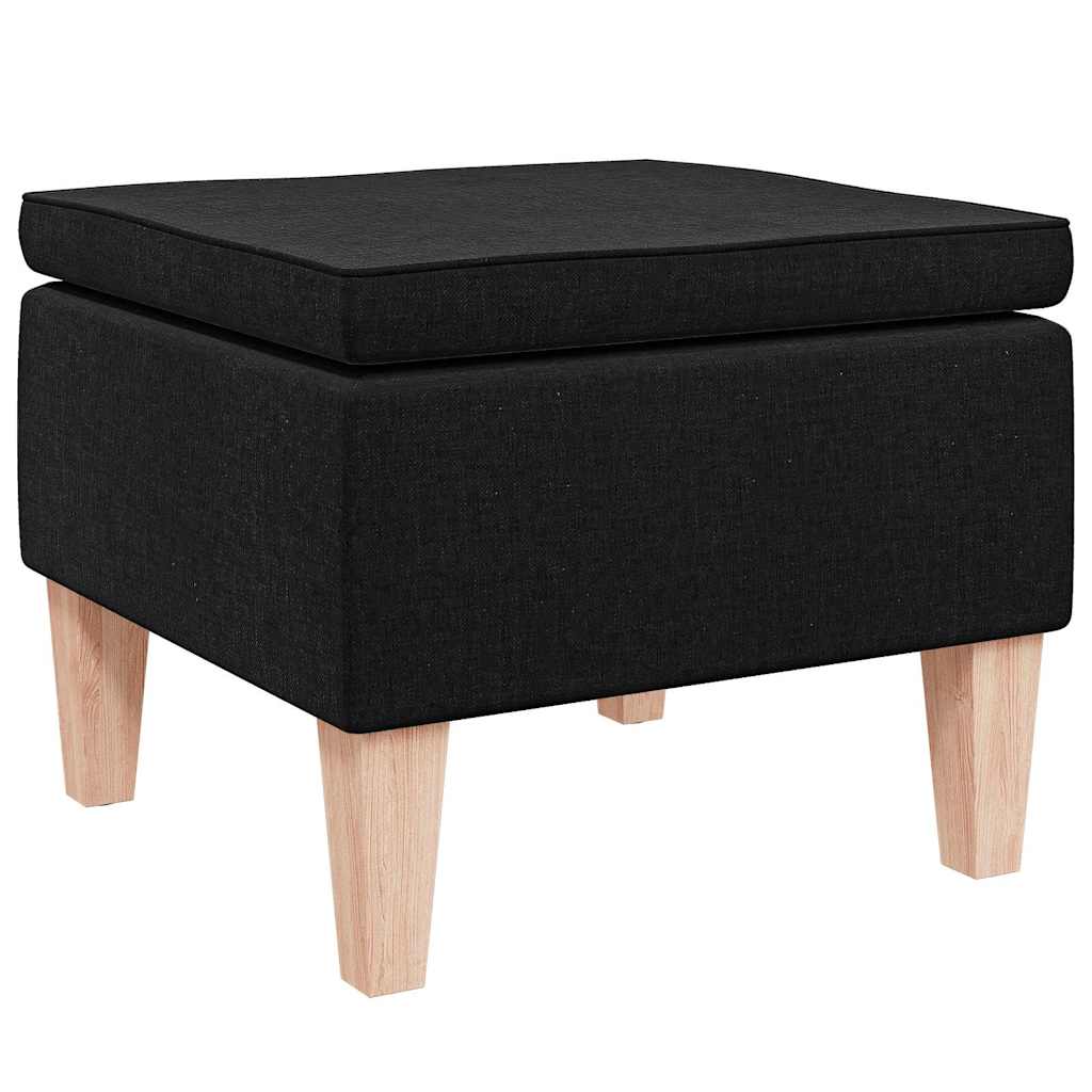 Vidaxl kruk met houten poten stof zwart