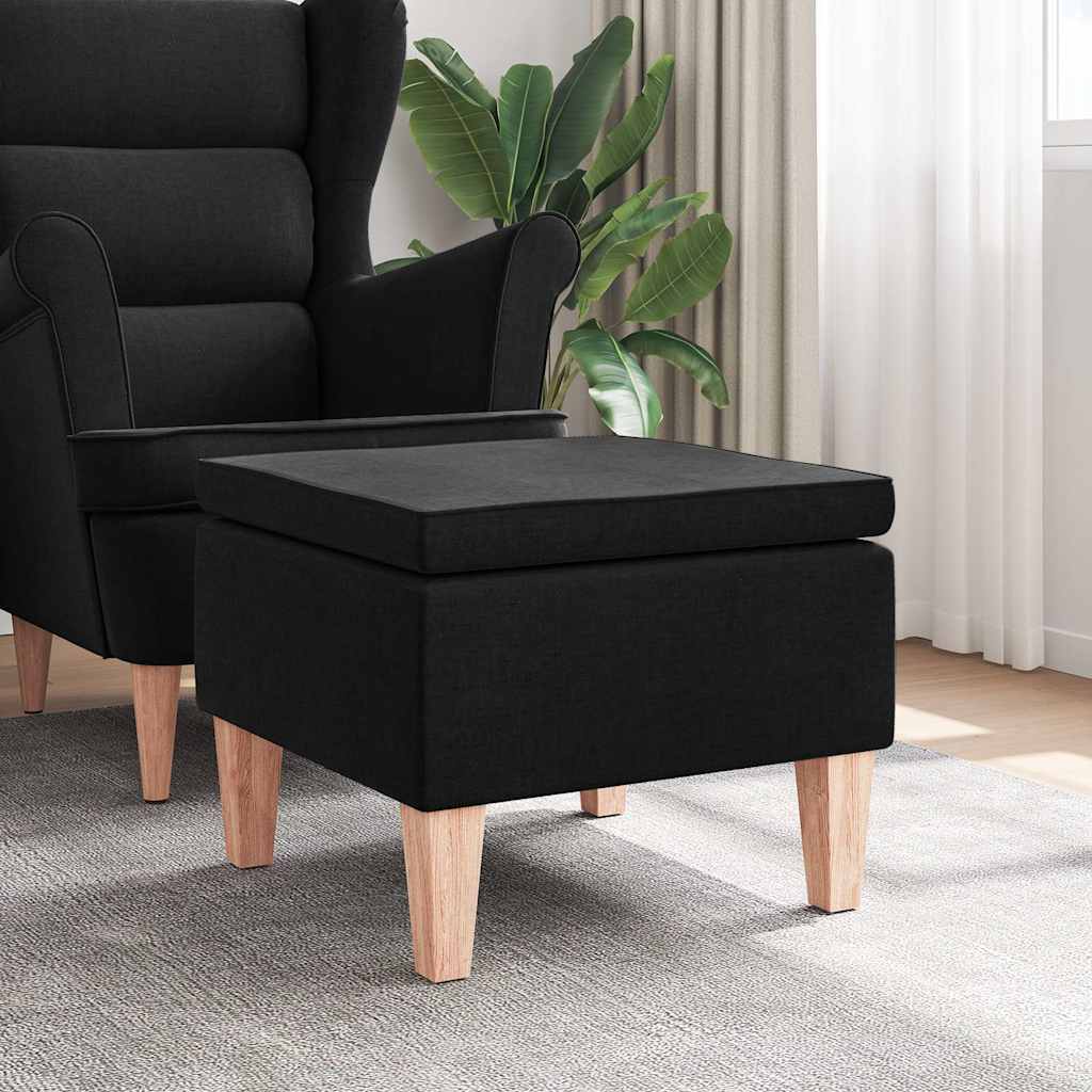 Vidaxl kruk met houten poten stof zwart