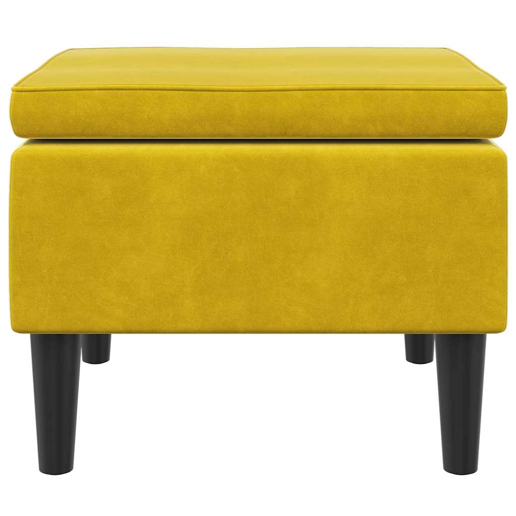 Vidaxl kruk met houten poten fluweel geel