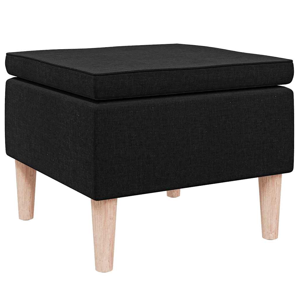Vidaxl kruk met houten poten stof zwart
