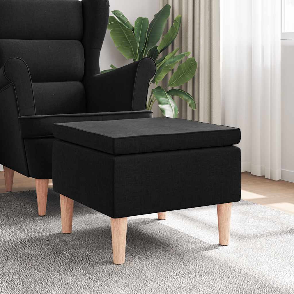 Vidaxl kruk met houten poten stof zwart