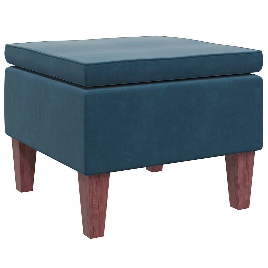 Vidaxl kruk met houten poten fluweel blauw
