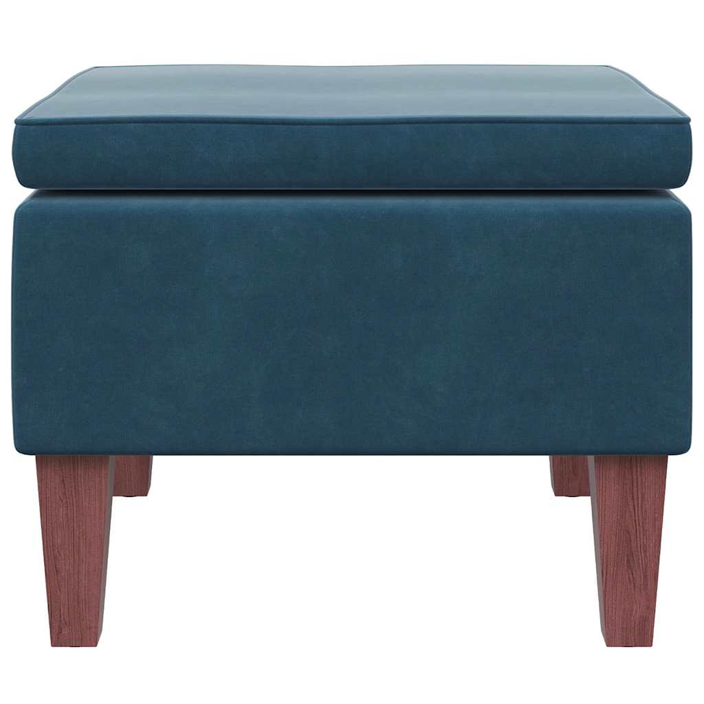 Vidaxl kruk met houten poten fluweel blauw