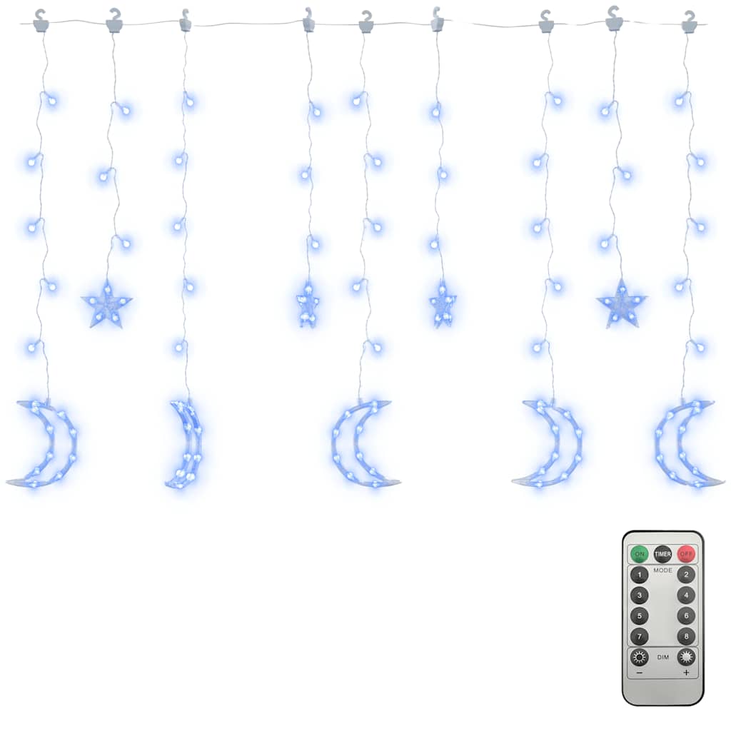 Vidaxl lichtslinger ster en maan afstandsbediening 138 led's blauw