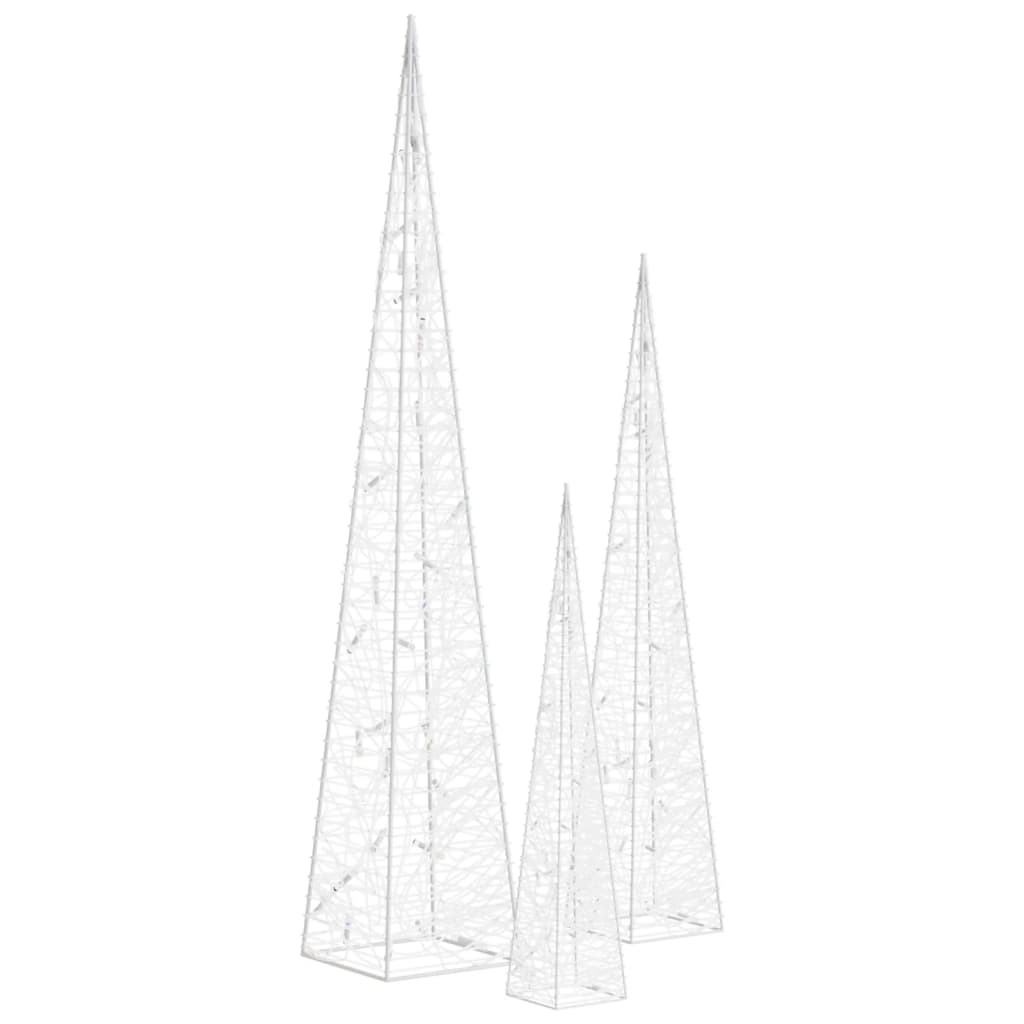 VidaXL Lichtkegelset decoratief LED 30 45 60 cm acryl warmwit
