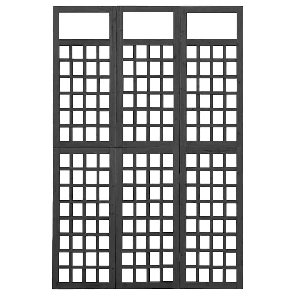 Vidaxl kamerscherm trellis met 3 panelen 121x180 cm vurenhout zwart