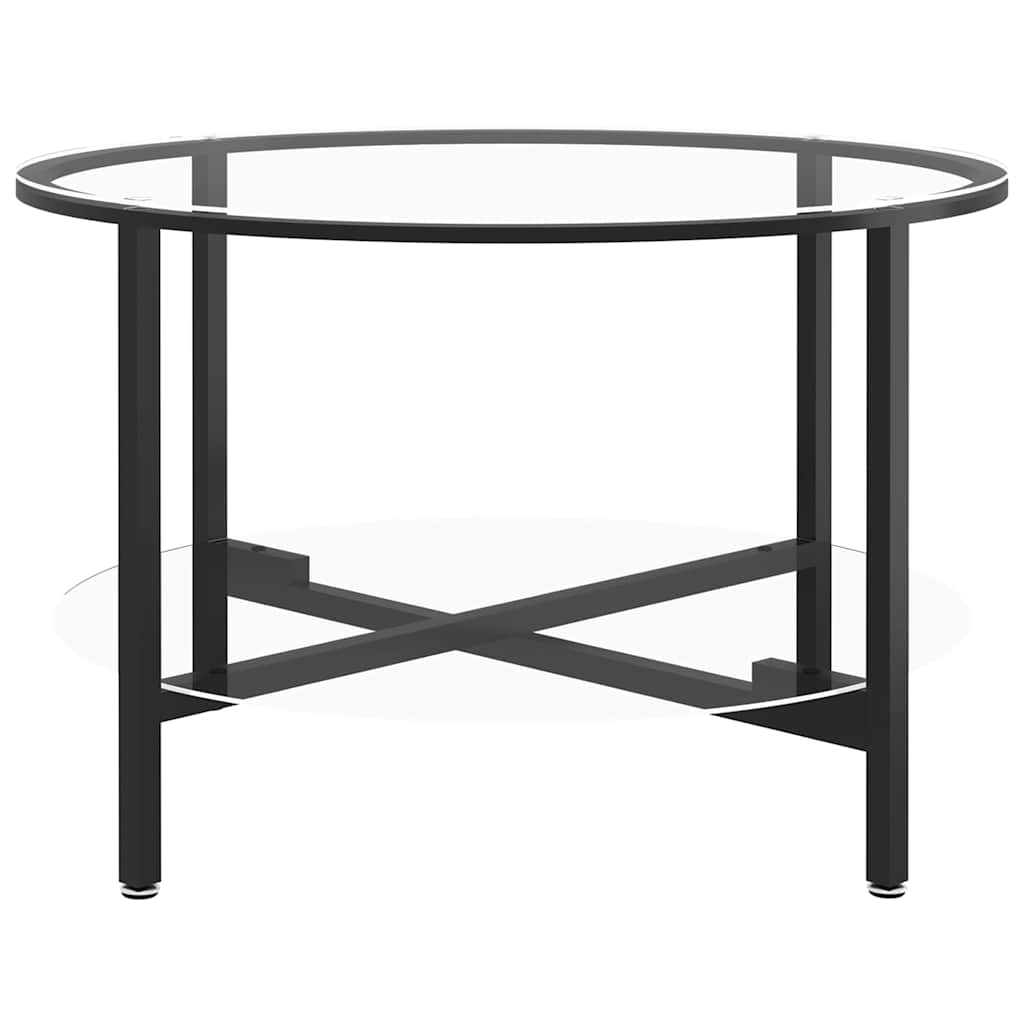 Vidaxl salontafel 70 cm gehard glas zwart en transparant