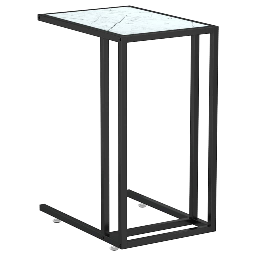 Vidaxl computer bijzettafel 50x35x65 cm gehard glas witmarmerkleurig