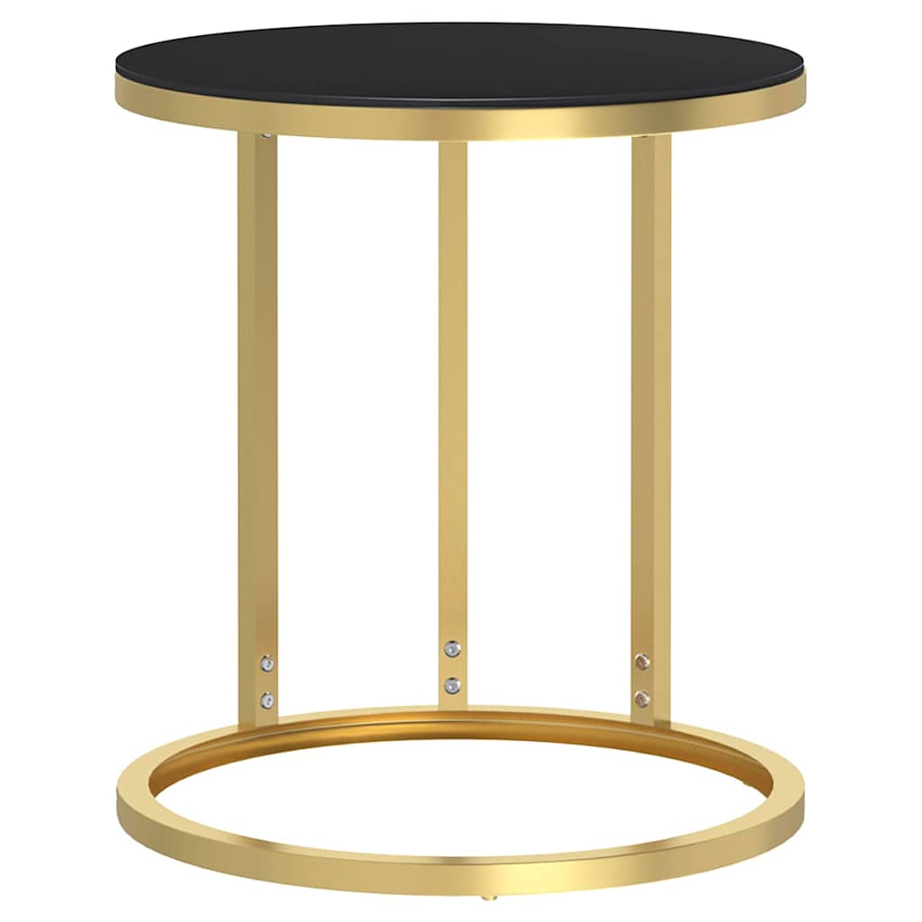 Vidaxl bijzettafel 45 cm gehard glas goudkleurig en zwart