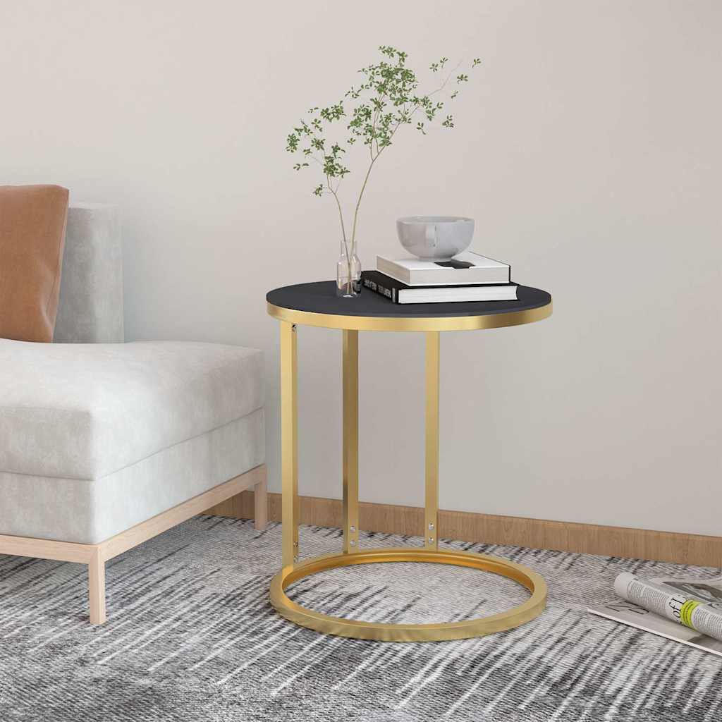 Vidaxl bijzettafel 45 cm gehard glas goudkleurig en zwart