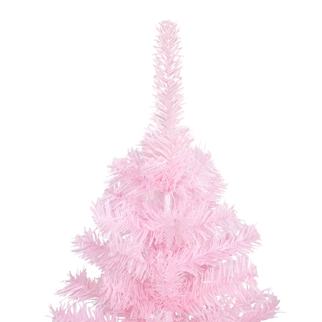 VidaXL Kunstkerstboom met verlichting en kerstballen 150 cm PVC roze