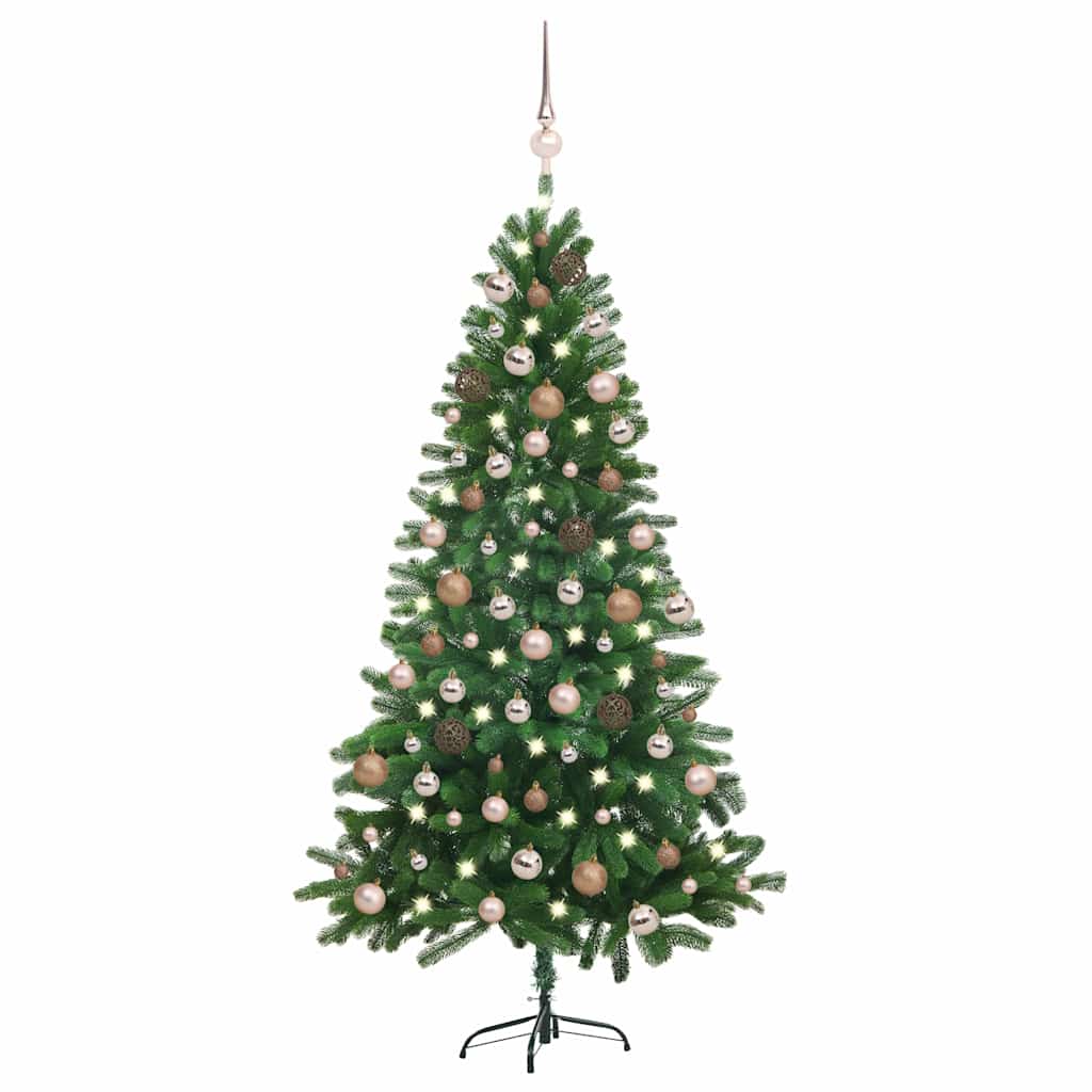 VidaXL Kunstkerstboom met verlichting en kerstballen 180 cm groen