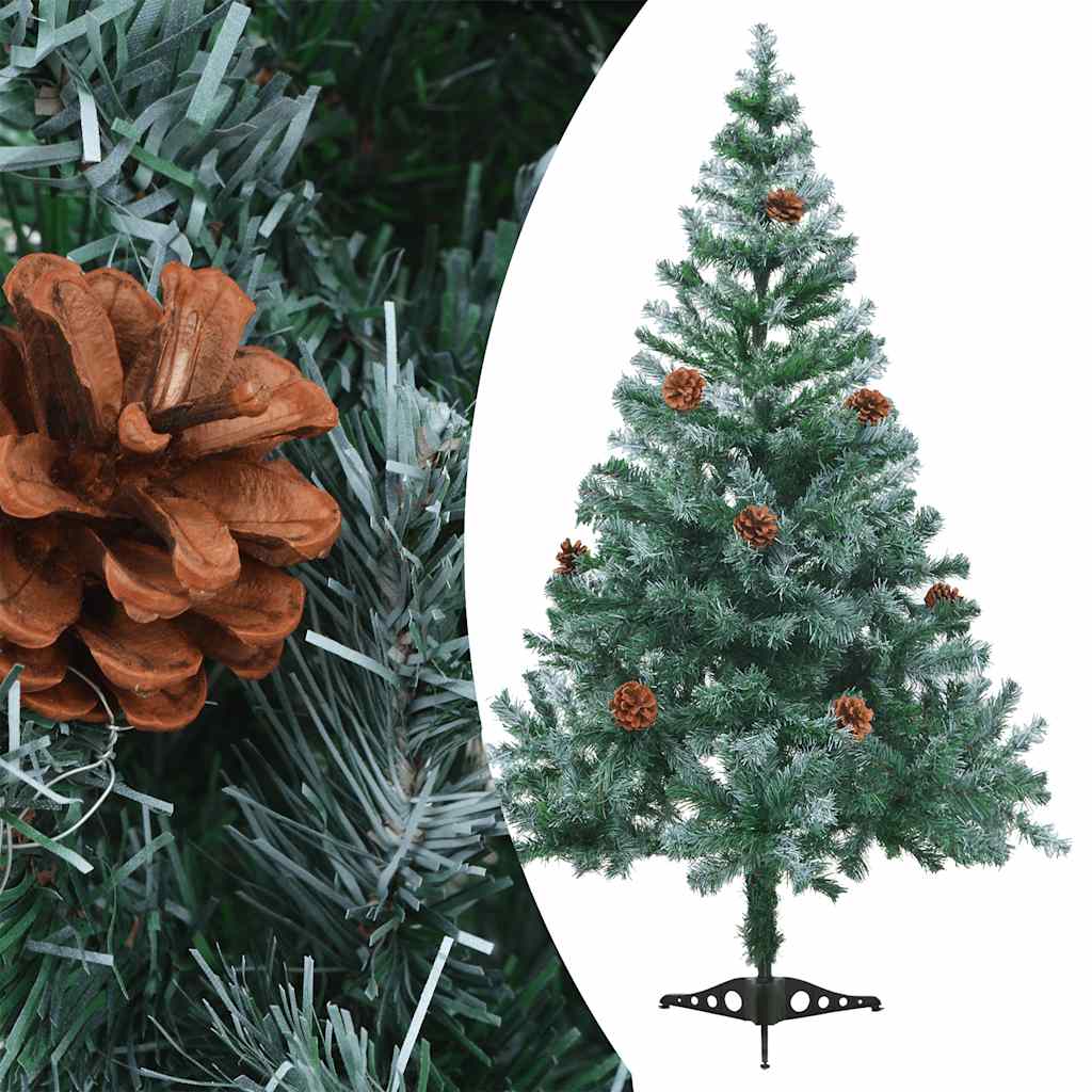 Vidaxl kunstkerstboom met verlichting ballen sneeuw dennenappel 150 cm