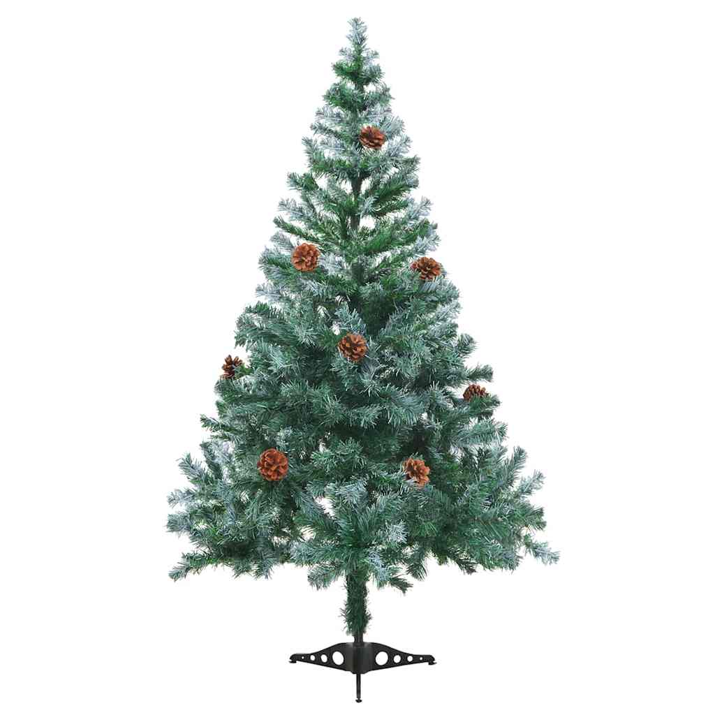Vidaxl kunstkerstboom met verlichting ballen sneeuw dennenappel 150 cm