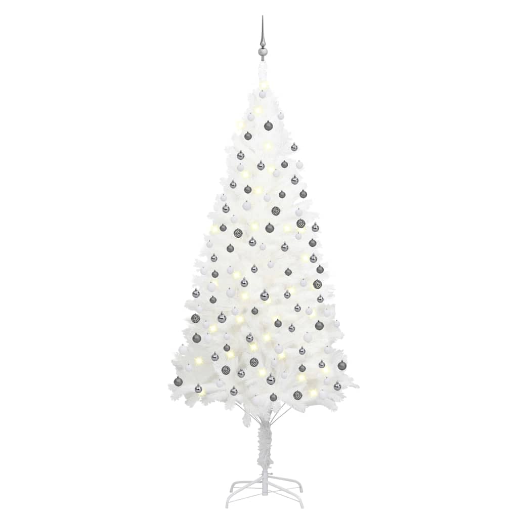 Vidaxl kunstkerstboom met verlichting en kerstballen 240 cm wit
