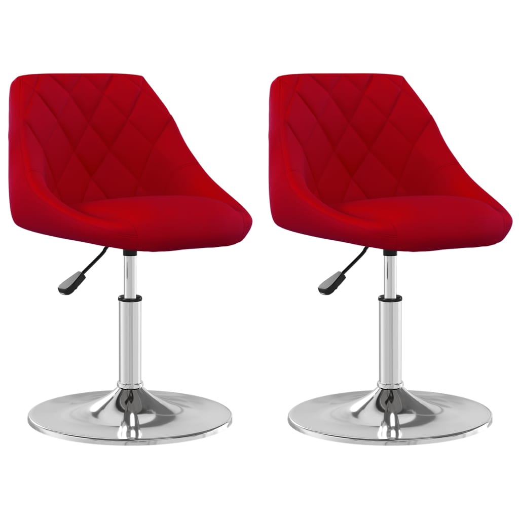 Vidaxl eetkamerstoelen draaibaar 2 st fluweel wijnrood