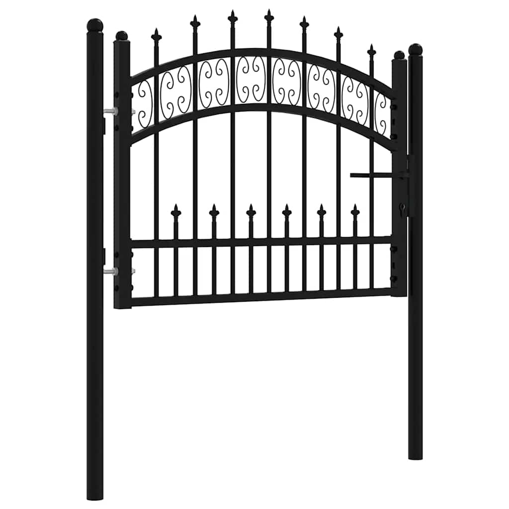Vidaxl hekpoort met speerpunt zwart 103x75 cm gepoedercoat staal