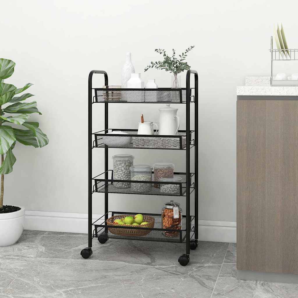 Vidaxl keukentrolley 4-laags 46x26x85 cm ijzer zwart