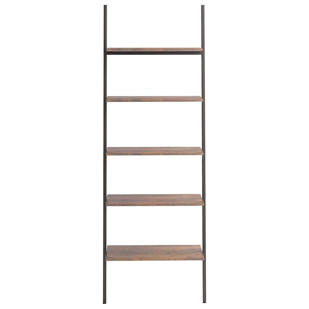 Vidaxl ladderrek met 5 schappen 64x34x185,5 cm donkerbruin en zwart