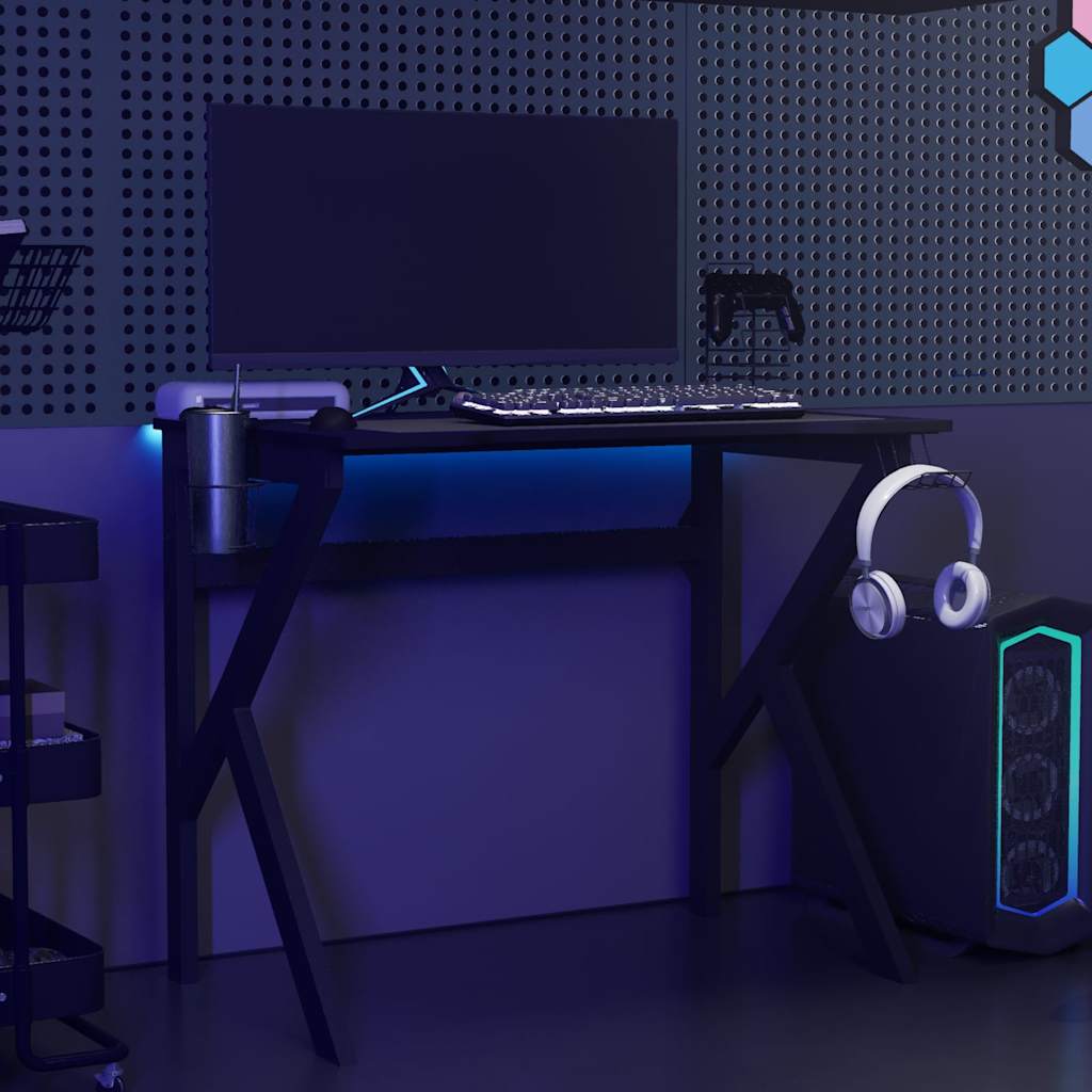 Vidaxl gamingbureau met k-vormige poten 90x60x75 cm zwart
