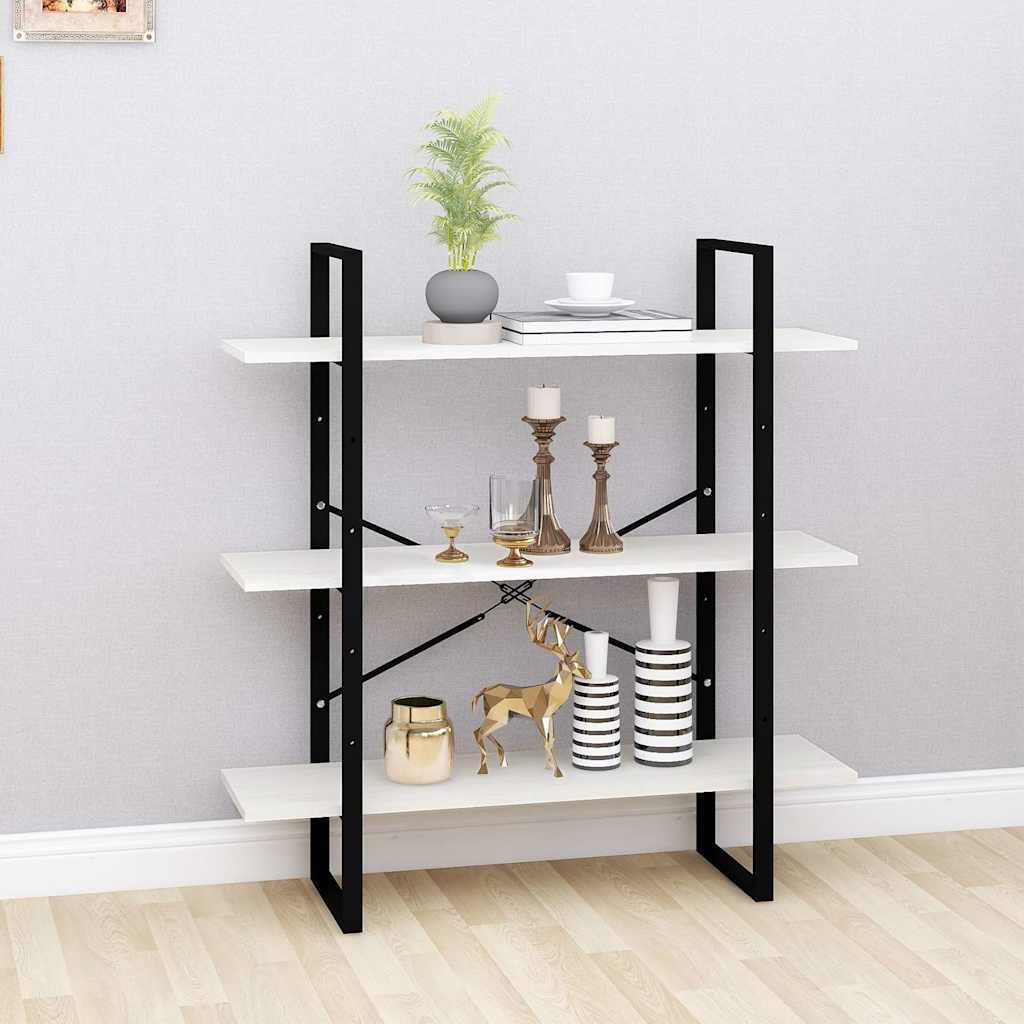 Vidaxl boekenkast met 3 schappen 100x30x105 cm massief grenenhout wit