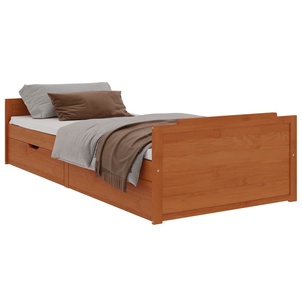 Vidaxl bedframe met lades massief grenenhout honingbruin 90x200 cm