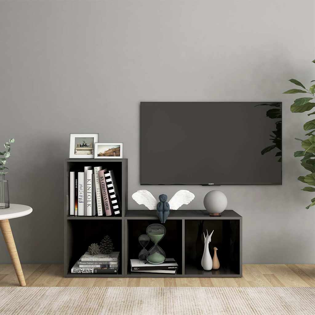 Vidaxl tv-meubelen 2 st 72x35x36,5 cm bewerkt hout hoogglans grijs