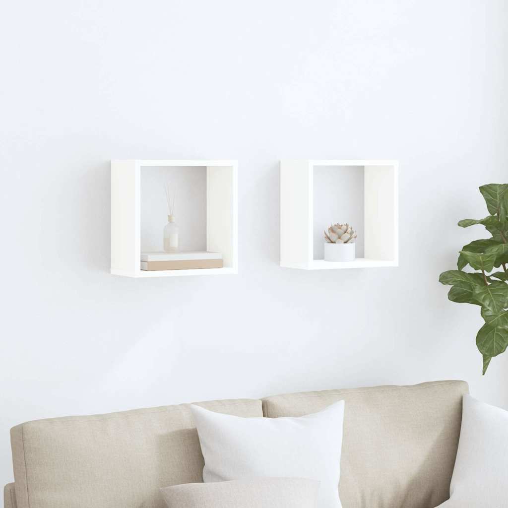 Vidaxl wandschappen kubus 2 st 30x15x30 cm wit