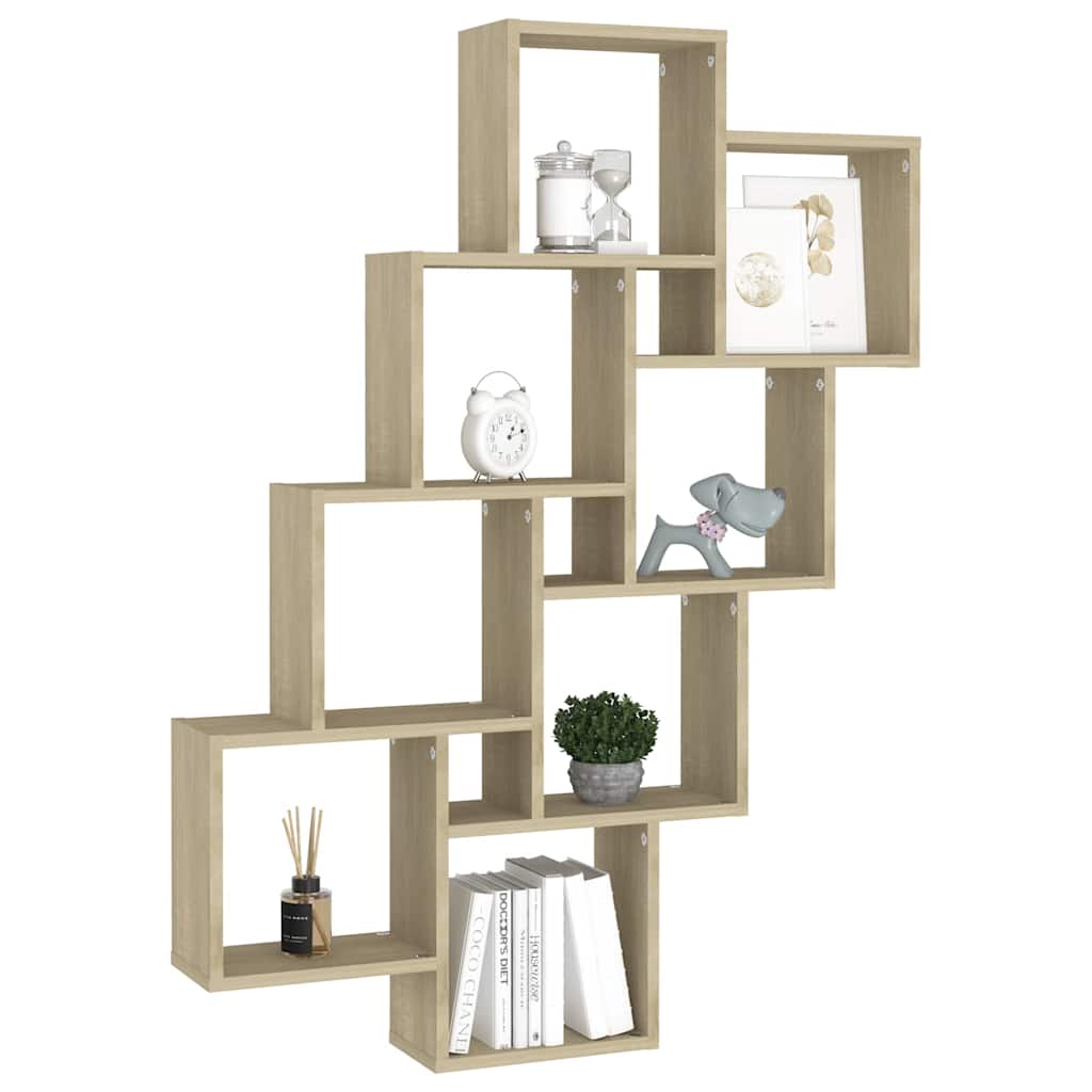 Vidaxl wandschap kubus 90x15x119 cm bewerkt hout sonoma eikenkleurig