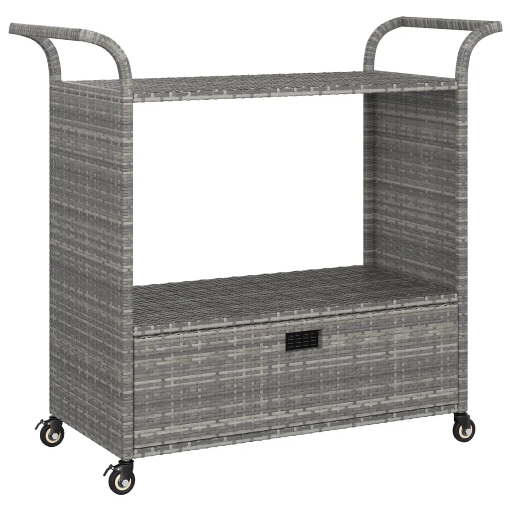 Vidaxl serveerwagen met lade 100x45x97 cm poly rattan grijs