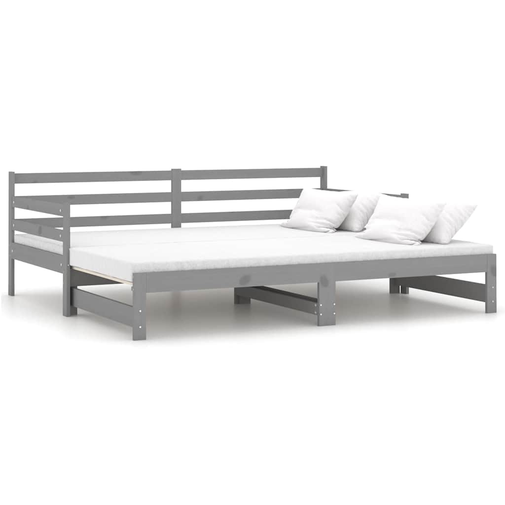 Vidaxl slaapbank uitschuifbaar massief grenenhout grijs 2x(90x200) cm