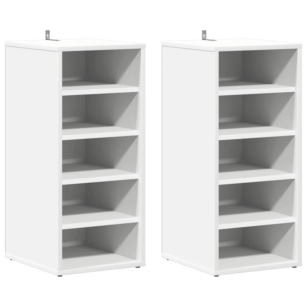 Vidaxl schoenenkasten 2 st 31,5x35x70 cm bewerkt hout wit
